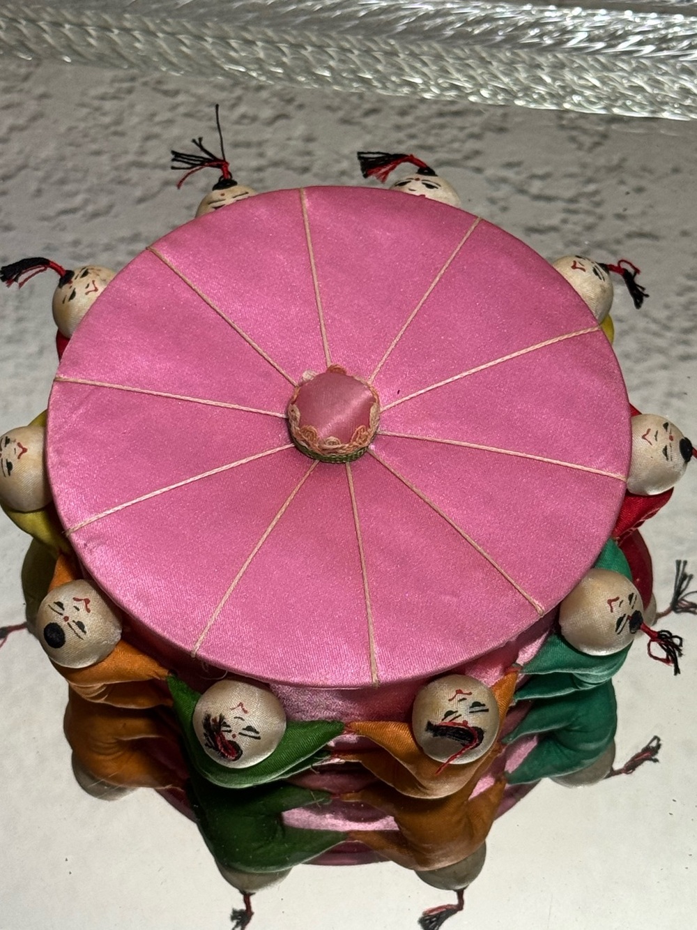 Vintage Silk Chinese Dolls Trinket Jewelry Box w/Lid - Picture 4 of 14